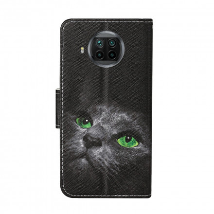 Xiaomi Mi 10T Lite 5G / Redmi Note 9 Pro 5G Custodia per gatti dagli occhi verdi con cinturino
