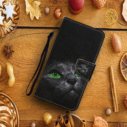Xiaomi Mi 10T Lite 5G / Redmi Note 9 Pro 5G Custodia per gatti con occhi verdi e cinturino