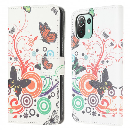 Xiaomi Mi 11 Lite / Lite 5G Custodia Farfalle e Fiori