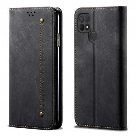 Flip Cover Oppo A15 similpelle texture jeans