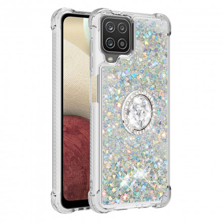 Samsung Galaxy A12 / M12 Custodia glitterata con anello di supporto