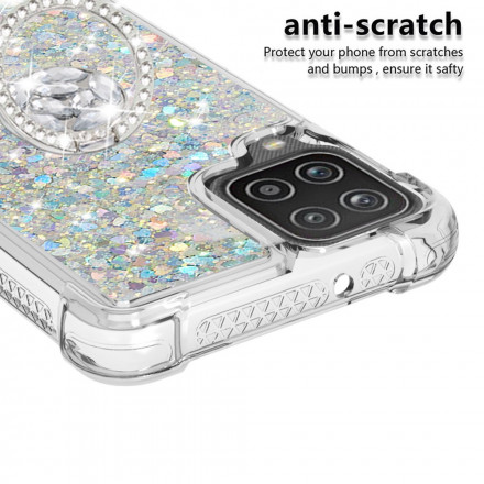 Samsung Galaxy A12 / M12 Custodia glitterata con anello di supporto