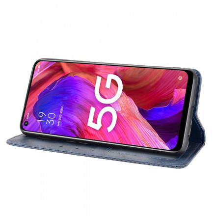 Flip Cover Oppo A54 5G / A74 5G effetto pelle stile vintage