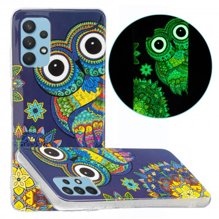 Samsung Galaxy A32 4G Custodia gufo Mandala fluorescente