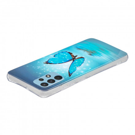 Samsung Galaxy A32 4G Custodia a farfalla blu fluorescente