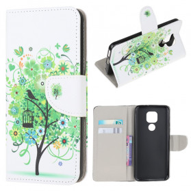 Moto G9 Play Custodia con albero di fiori