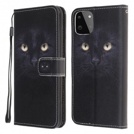 Custodia Samsung Galaxy A22 5G Black Cat Eye con cinturino