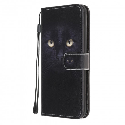 Custodia Samsung Galaxy A22 5G Black Cat Eye con cinturino