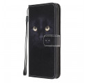 Custodia Samsung Galaxy A22 5G Black Cat Eye con cinturino