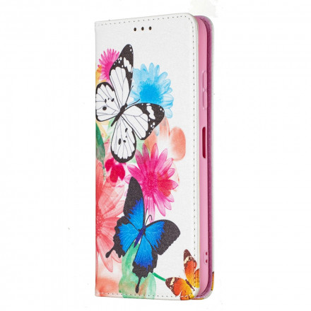 Flip Cover Samsung Galaxy A22 5G Farfalle colorate