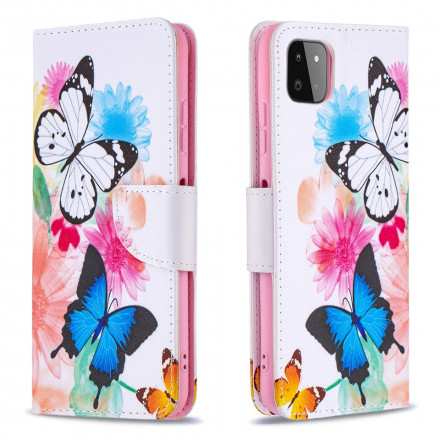 Samsung Galaxy A22 5G Custodia dipinta con farfalle e fiori