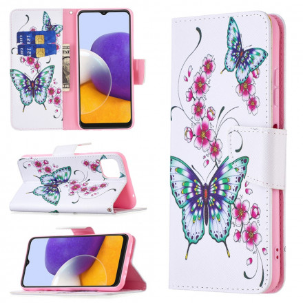 Samsung Galaxy A22 5G Custodia a farfalla acquerellata