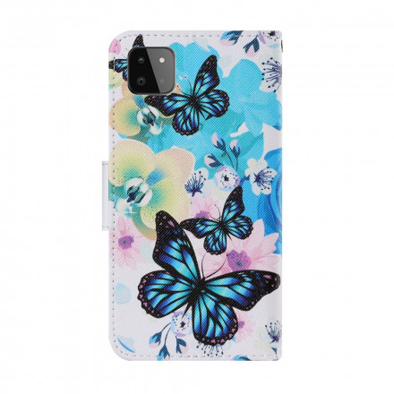 Samsung Galaxy A22 5G Custodia Farfalle e fiori d'estate