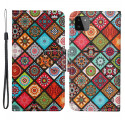 Samsung Galaxy A22 5G Custodia Patchwork Mandalas con cinturino