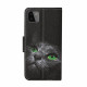 Samsung Galaxy A22 Custodia per gatti con occhi verdi e cinturino