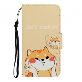 Custodia con cinturino per Samsung Galaxy A22 4G Cat Don't Touch Me