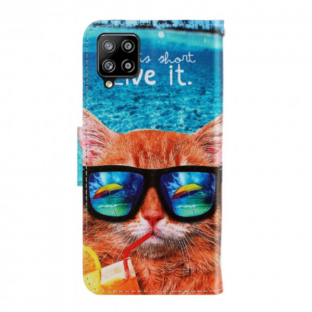 Custodia con cinturino per Samsung Galaxy A22 4G Cat Live It
