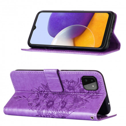 Custodia Samsung Galaxy A22 5G Butterfly Design con cinturino