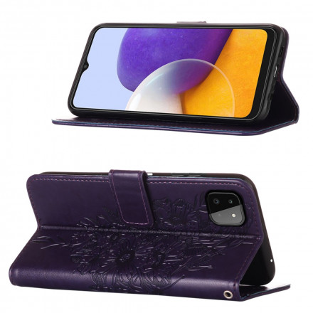 Custodia Samsung Galaxy A22 5G Butterfly Design con cinturino