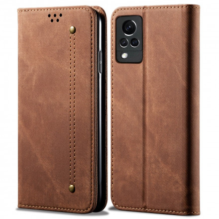 Flip Cover Vivo V21 5G similpelle texture jeans