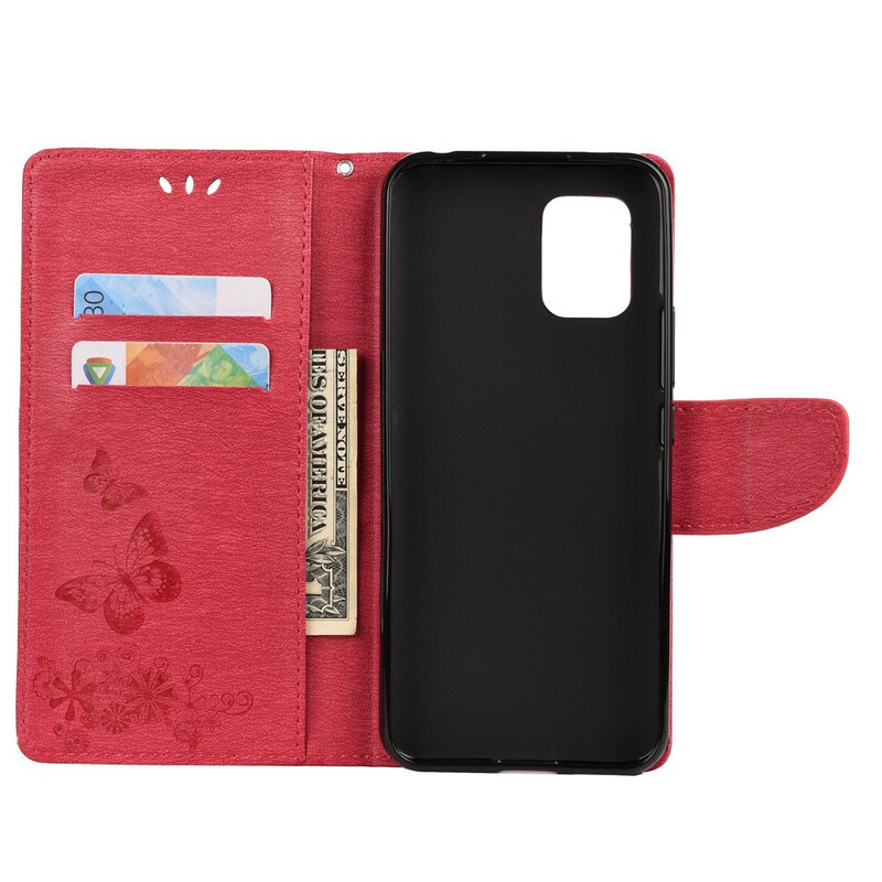Xiaomi Mi 10 Lite Custodia solo farfalle con cinturino Xiaomi Mi 10 Lite Custodia solo farfalle con cinturino