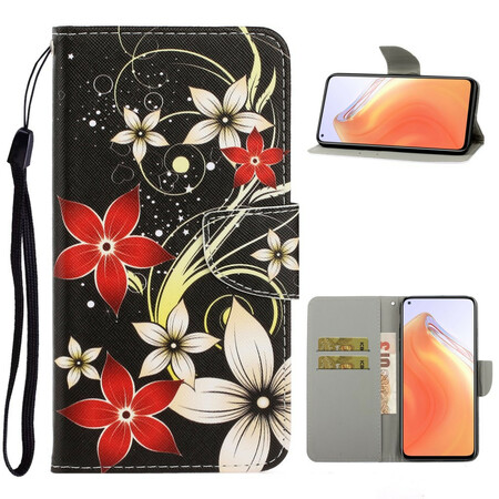 Xiaomi Mi 10T / 10T Pro Custodia con cinturino a fiori colorati