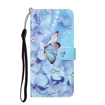 Samsung Galaxy S21 Custodia FE Diamond Butterflies con cinturino