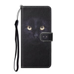 Samsung Galaxy S21 FE Custodia nera con cinturino occhi di gatto