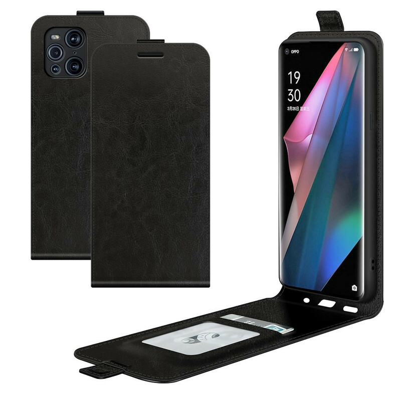 Custodia Oppo Find X3 / X3 Pro Flap verticale effetto pelle