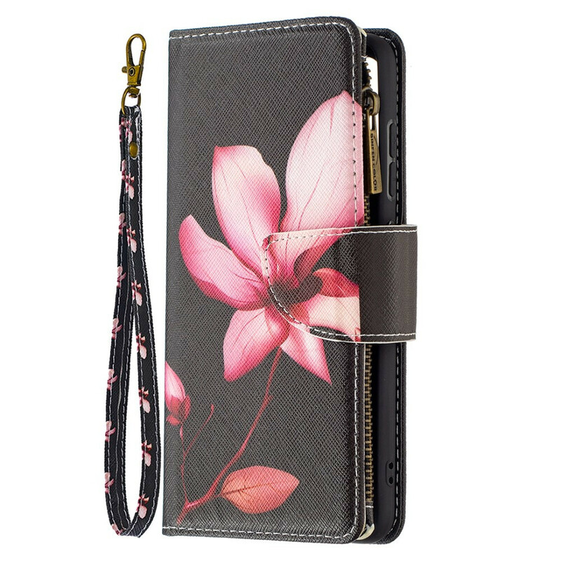Custodia per Samsung Galaxy S21 FE con tasca a zip a forma di fiore
