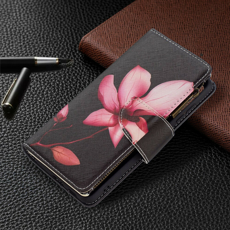 Custodia per Samsung Galaxy S21 FE con tasca a zip a forma di fiore