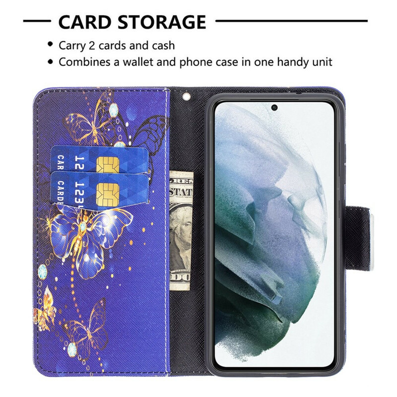 Samsung Galaxy S21 FE Custodia Farfalle