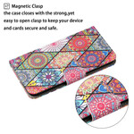 Samsung Galaxy S21 FE Custodia patchwork con cinturino