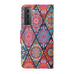 Samsung Galaxy S21 FE Custodia patchwork con cinturino