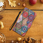 Samsung Galaxy S21 FE Custodia patchwork con cinturino