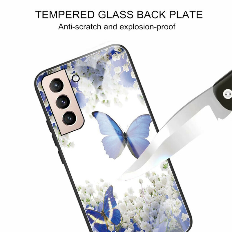 Samsung Galaxy S21 FE Custodia in vetro temperato Butterfly Design