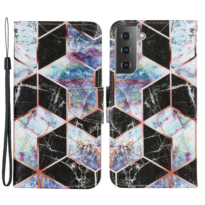 Samsung Galaxy S21 FE Custodia geometrica in stile marmo