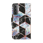 Samsung Galaxy S21 FE Custodia geometrica in stile marmo