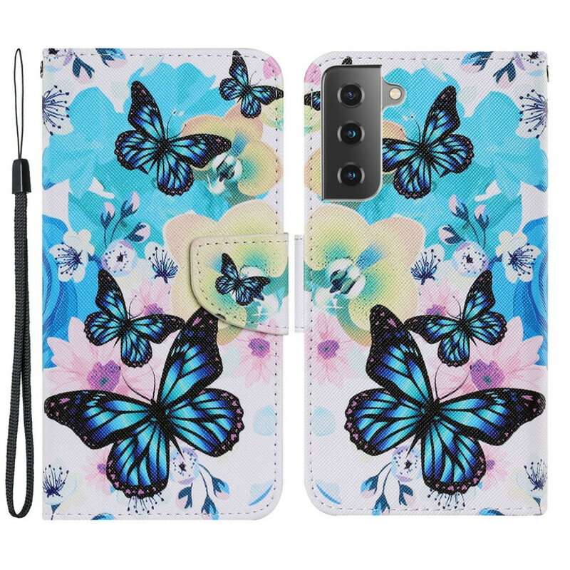 Samsung Galaxy S21 FE Custodia Farfalle e Fiori d'Estate