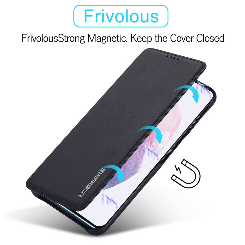 Flip Cover Samsung Galaxy S21 FE LC.IMEEKE effetto pelle
