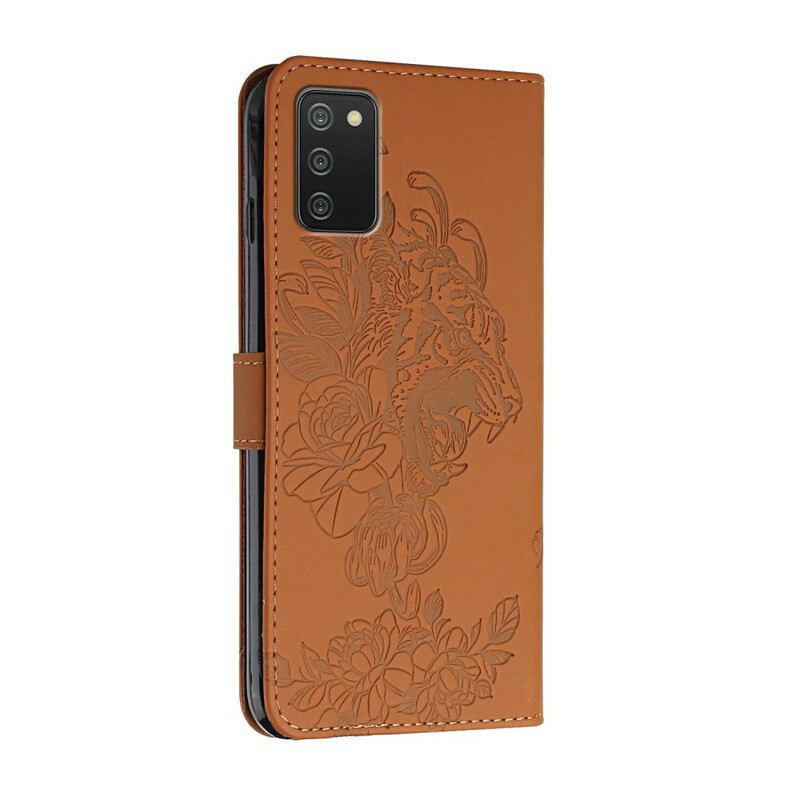 Samsung Galaxy A02s Custodia con cinturino barocco tigrato Samsung Galaxy A02s Custodia con cinturino barocco tigrato