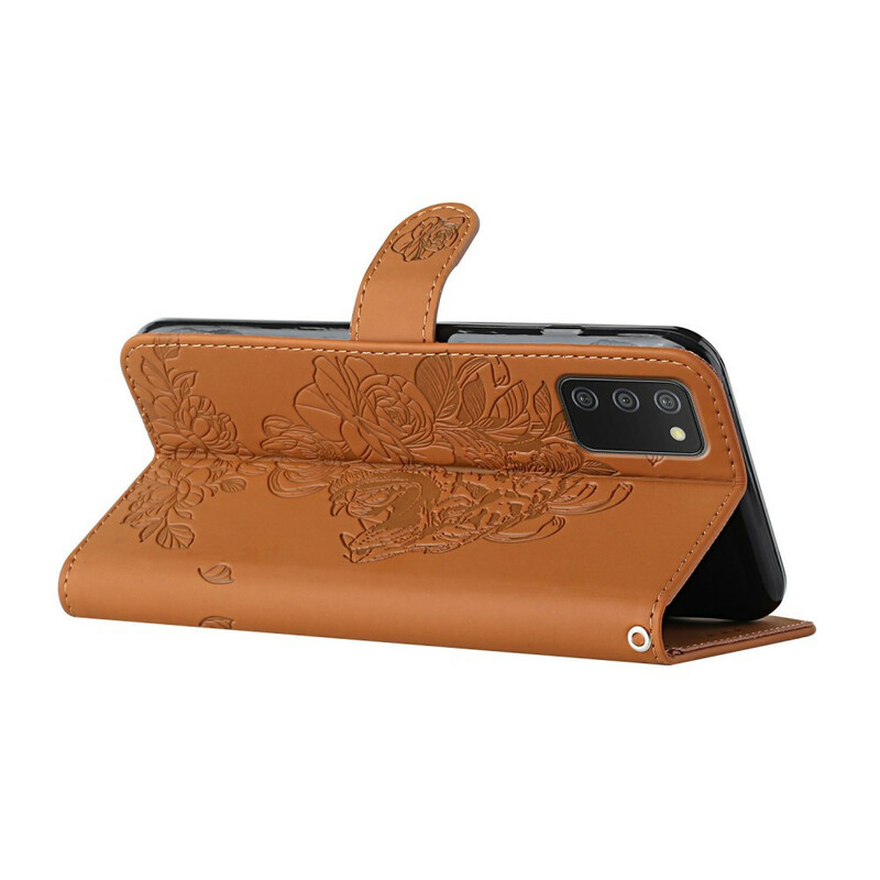 Samsung Galaxy A02s Custodia con cinturino barocco tigrato Samsung Galaxy A02s Custodia con cinturino barocco tigrato