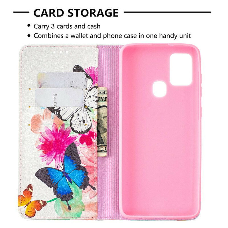 Flip Cover Samsung Galaxy A21s Farfalle Colorate