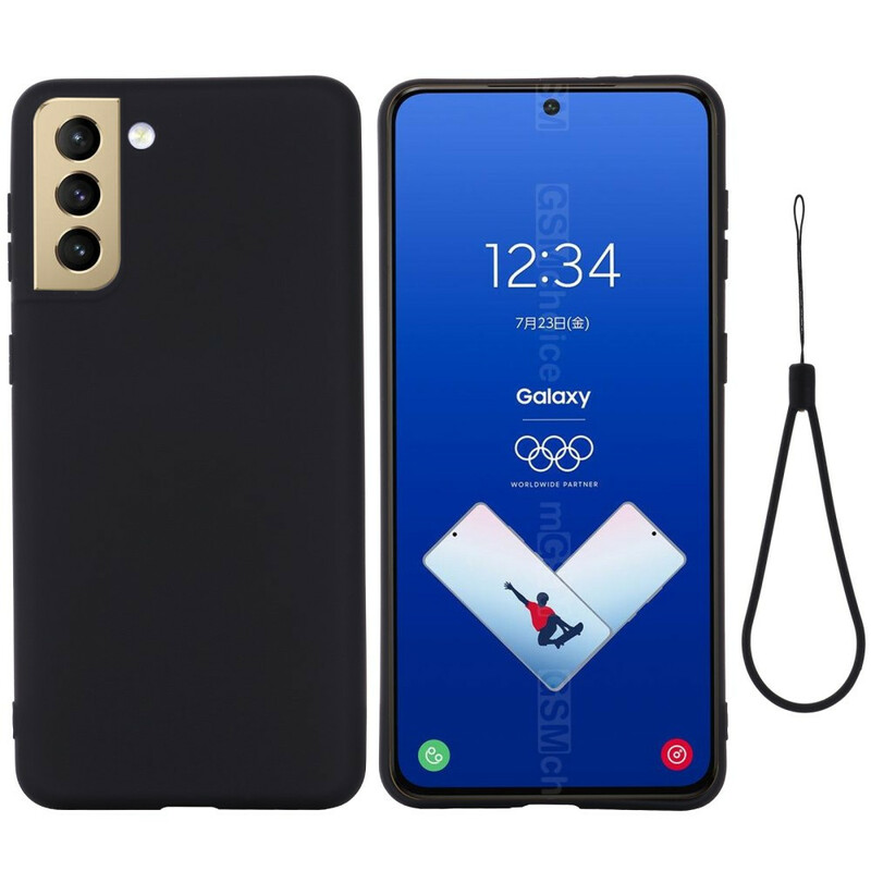 Custodia in silicone liquido per Samsung Galaxy S21 FE con cinturino