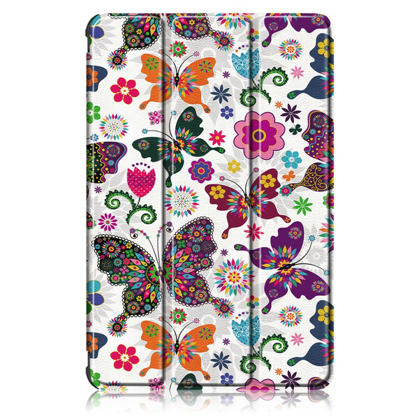 Custodia smart per Samsung Galaxy Tab S7 FE rinforzata con farfalle e fiori