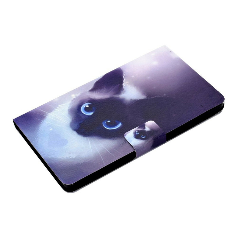 Custodia Samsung Galaxy Tab A7 Lite Gatto Occhi Blu