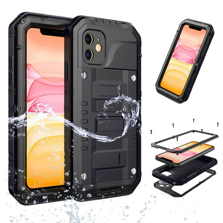 Custodia impermeabile per iPhone 11 in vetro temperato e metallo