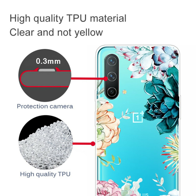 Custodia OnePlus North CE 5G Clear Watercolour Flower