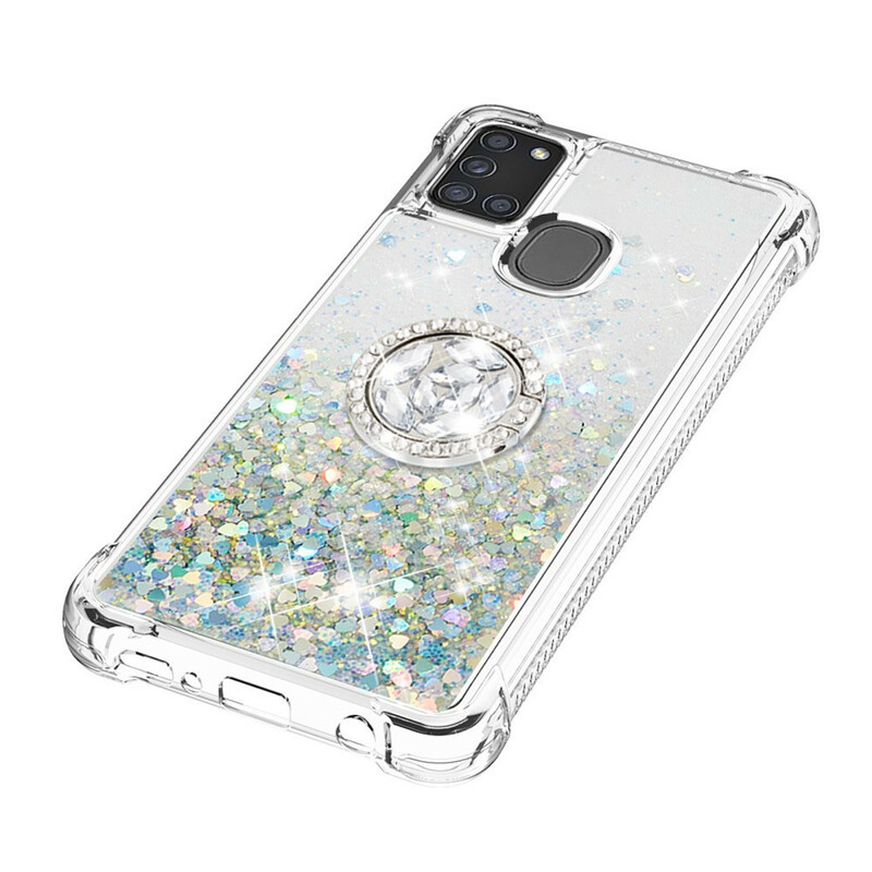 Samsung Galaxy A21s Custodia glitterata con supporto ad anello Samsung Galaxy A21s Custodia glitterata con supporto ad anello