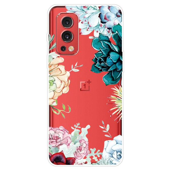 Custodia OnePlus Nord 2 5G Clear Watercolour Flower